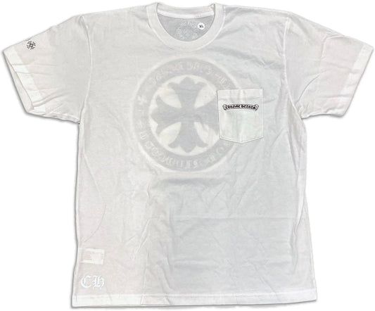 CHROME HEARTS 'YELLOW PLUS CROSS' WHITE POCKET TEE