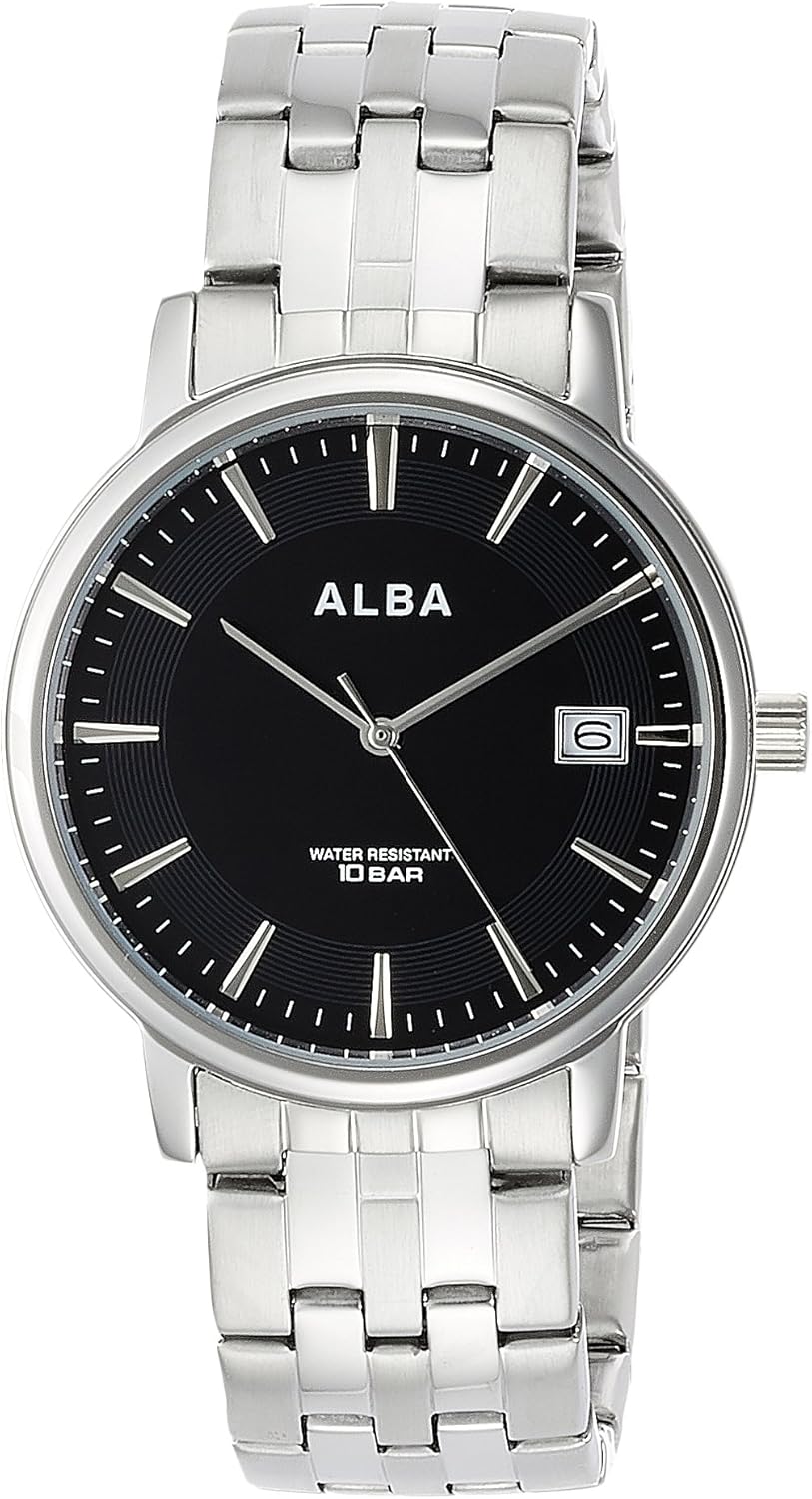 Seiko AQGK442 Alba Bracelet Watch, Silver, Dial color - black, Quartz Bracelet Watch