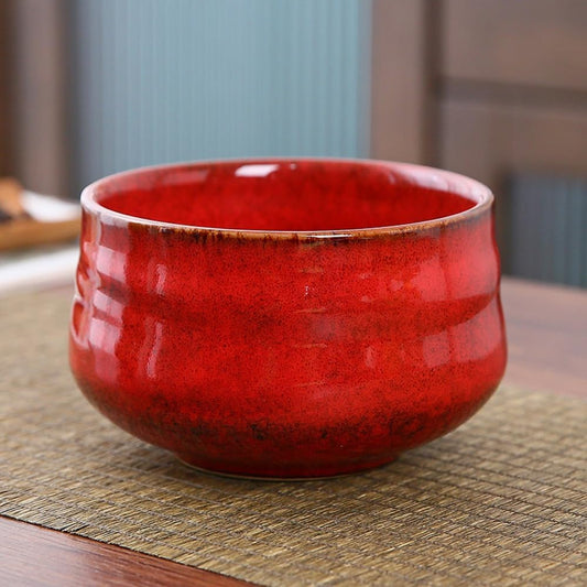 Ladfrol Matcha Bowl, Ceramic, Made in Japan, Rice bowl, Tea Ceremony, Traditional, Matcha, Tea, Tea Ceremony, Set, Ceramic, Matcha, Pouring Spout, Popular, Gift, Present (Red, No Mouth)