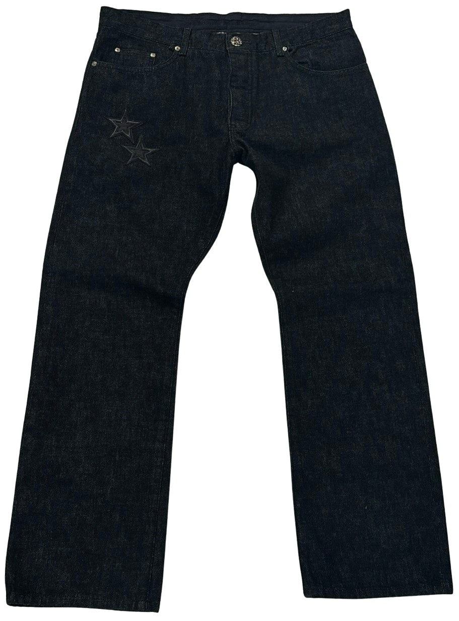 CHROME HEARTS STAR PATCH BLACK JEANS