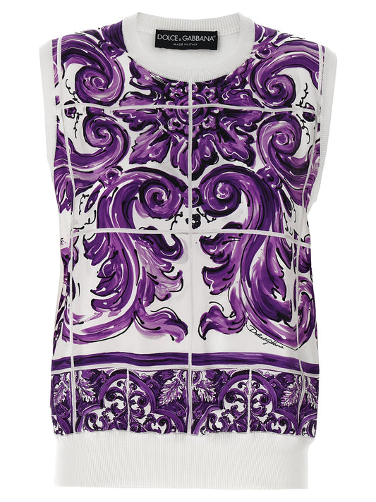 Dolce  Gabbana Dolce＆Gabbana 'Maiolica'プリントベスト - Image 1