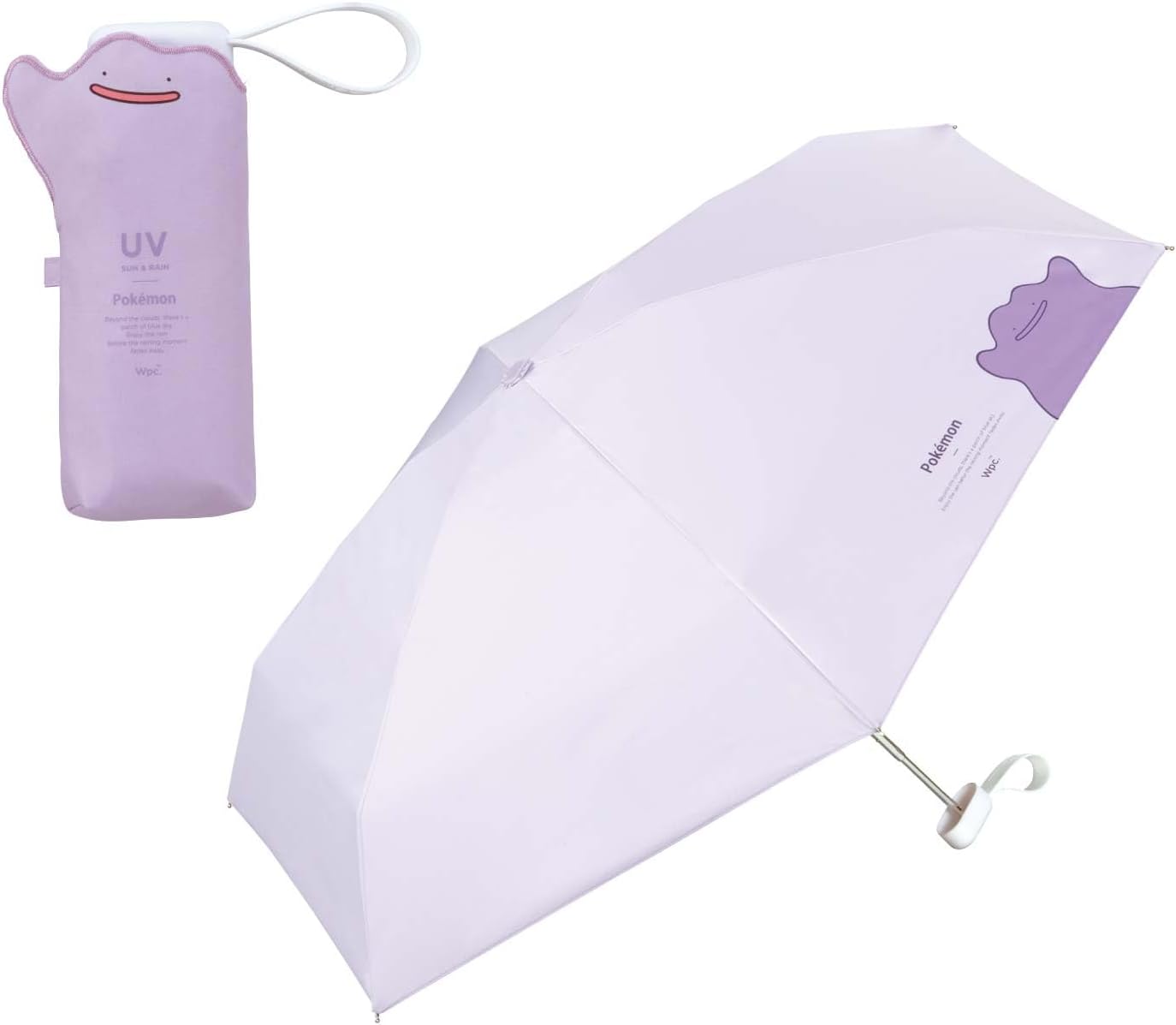 2025 Wpc. 801-PM001-102 Men's and Women's Folding Parasol, Lightweight, Compact, Pokemon, Light Blocking Adventure Partner, Mini, Lavender (Metamon), 100% Light Blocking Rate, 100% UV Cut Rate, UPF50+