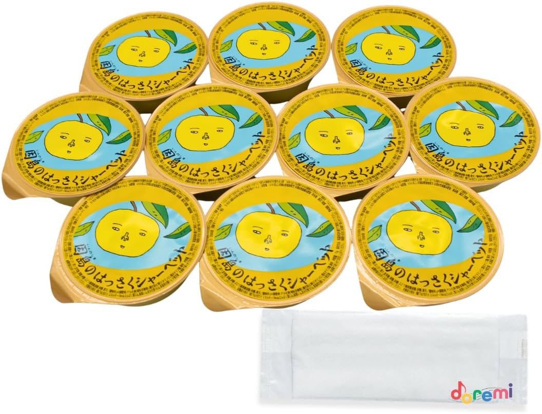 Doremi Original Set, Hasaku Sherbet, Made in Inshima, 2.6 oz (75 g) x 10 Pieces + 10 Sorbet Wooden Spatula, For Guests, Home Use, Made in Japan, Hiroshima