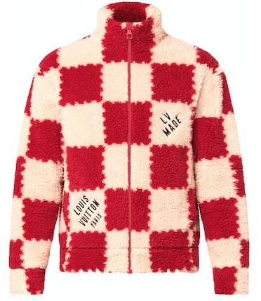 LOUIS VUITTON X NIGO JACQUARD DAMIER FLEECE BLOUSON GARNET RED