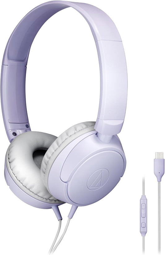 Audio Technica ATH-S120C Headphones On-Ear Wired 1.2m USB Type-C Connector with Microphone for Web Conferencing Remote Control Lightweight Compact for iPhone 15 iPad PC Windows Mac Android [Domestic