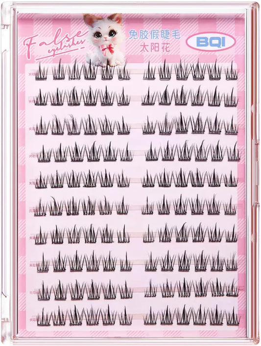 The eyelashes part does not require glue, black and has a natural bundle of cute, popular thin makeup, strong and difficult to fall off, lightweight and comfortable for beginners, easy to wear and