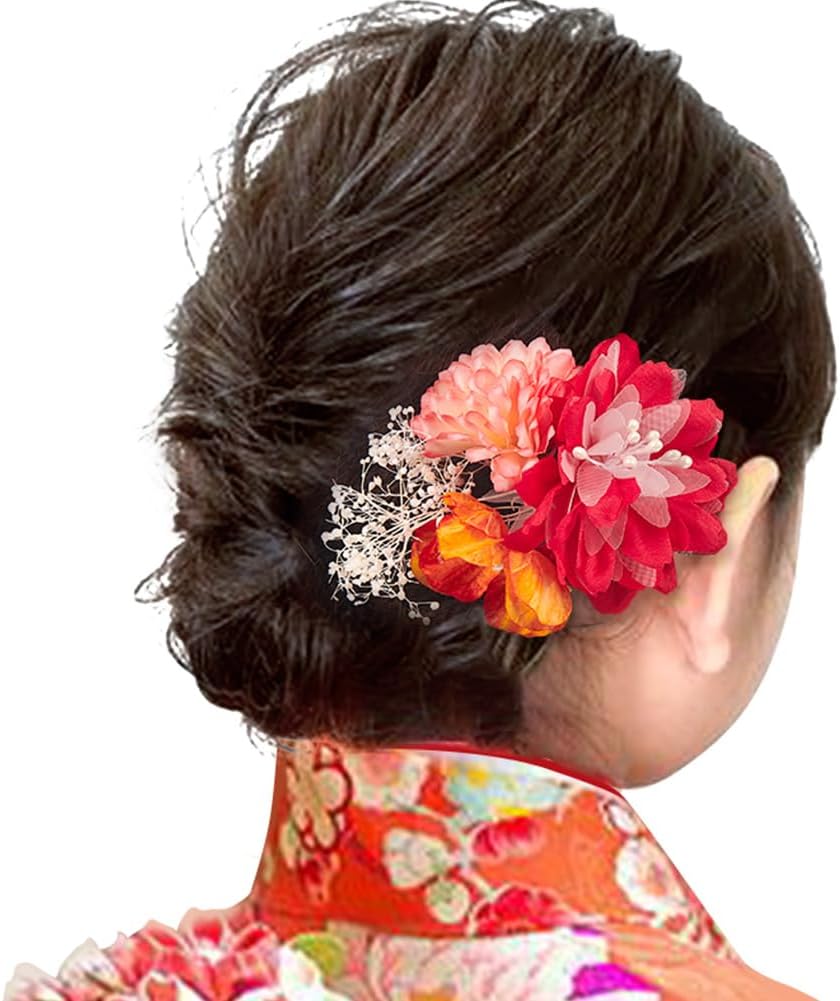 OTAKUMARKET Hair Ornament, Yukata, Shichi-Go-San Hair Ornament, Girls, Flowers, Hakama, Kimono, Kimono, Kimono, Graduation Ceremony, Wedding Ceremony, Children's Hair Clip, Japanese Style, High