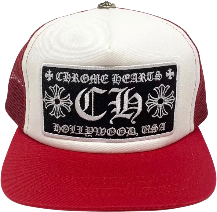 CHROME HEARTS CH HOLLYWOOD 'RED WHITE' TRUCKER HAT