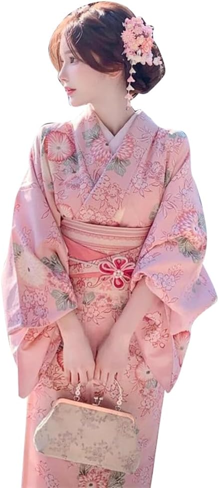 Women's Kimono, Yukata, Floral, Fireworks Festivals, Yukata Costume, Yukata Obi, Fan, One Size Fits Most, For Summer Festivals, Breathable, Kimono, Cute, Cooling, Festivals, Events, Stylish