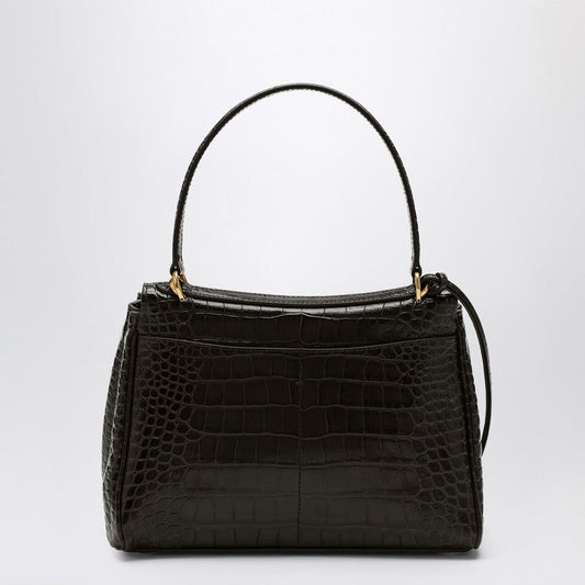 Balenciaga 茶色のワニエフェクトレザーのバレンシアガスモールロデオバッグ - Image 1