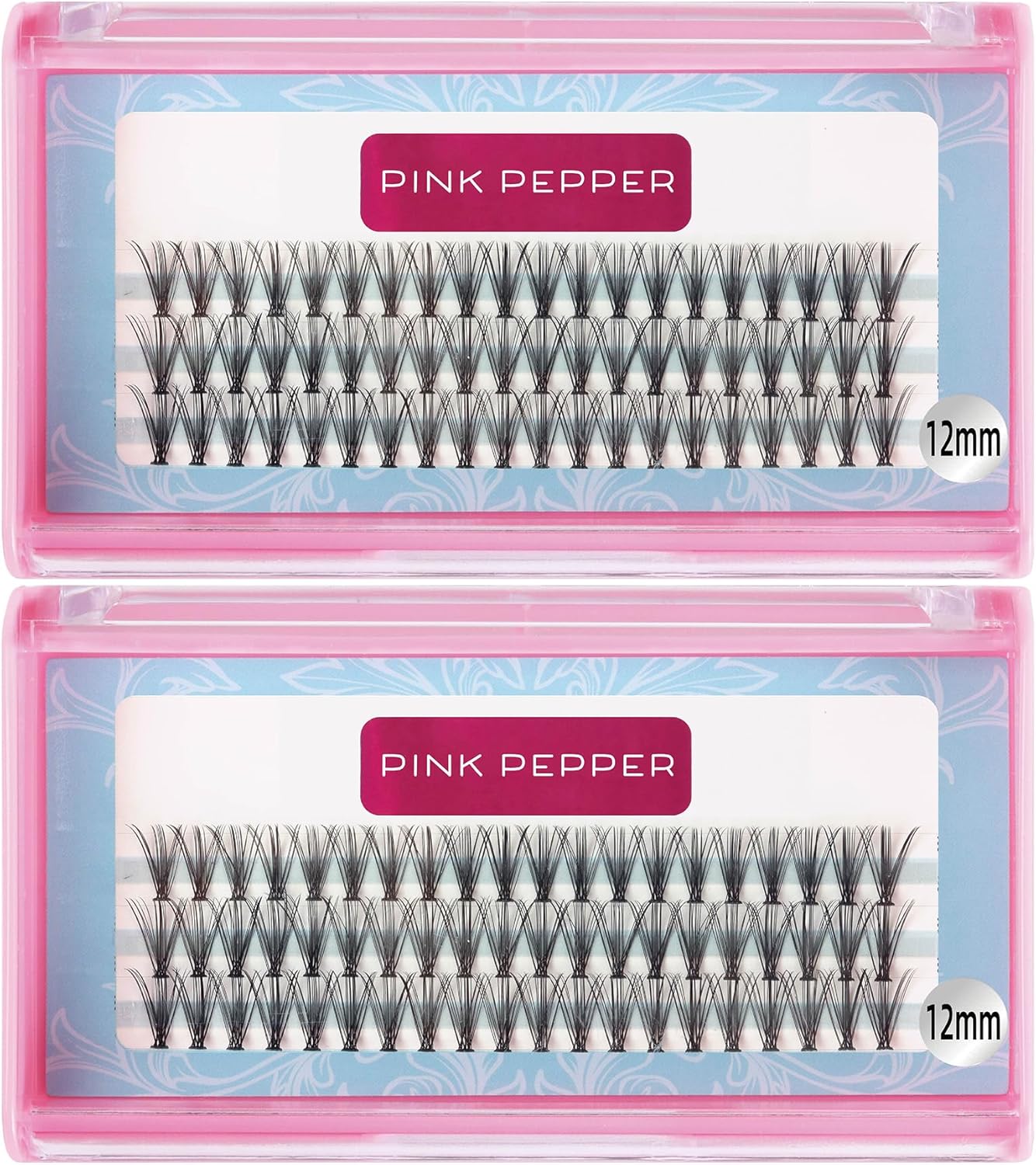 PINK PEPPER Self Eyelash Extensions, For Parts, DIY, Thickness 0.003 inch (0.07 mm), 20 Bundles, Value 2 Cases (C-12 mmX2)