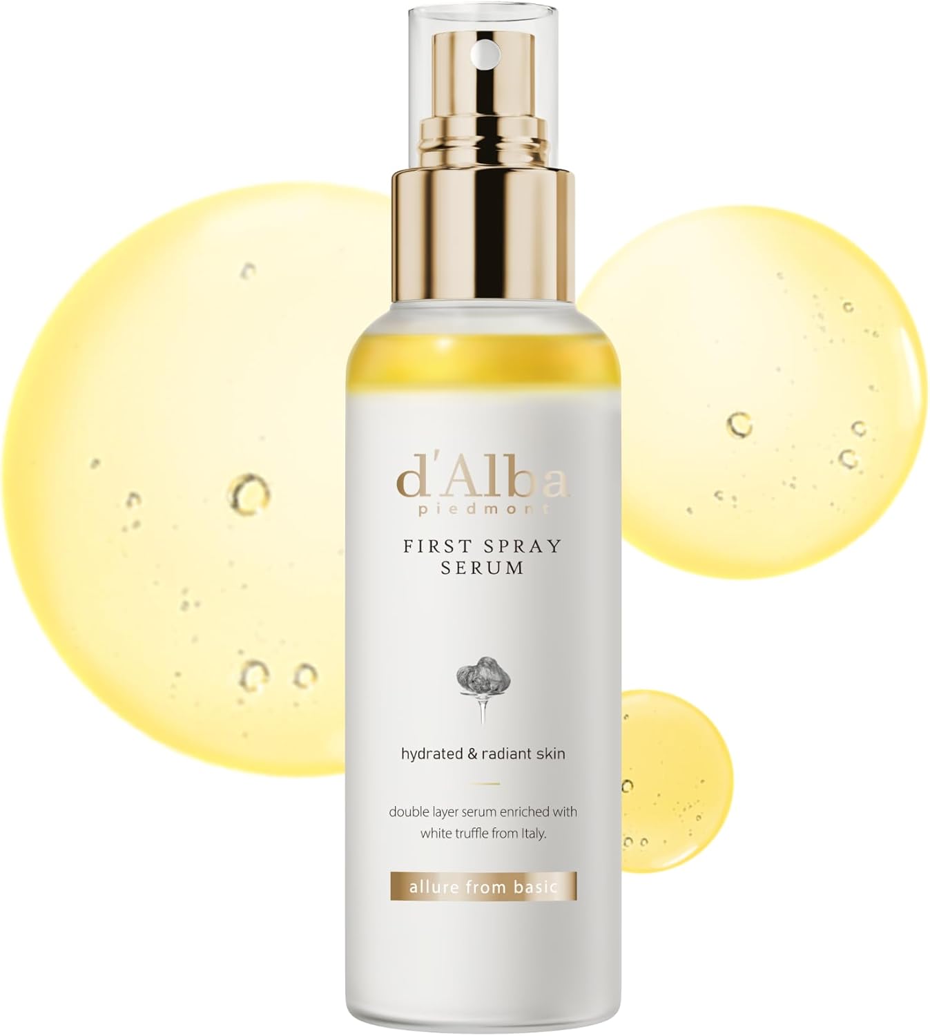 d'Alba White Truffle First Spray Serum, 3.4 fl oz (100 ml), Official Korean Product, Moisturizing Care, Serum, Lotion, Oil, Beauty Essence, Shiny Skin, Dry Skin, Elasticity, Vegan 3.4 fl oz (100 ml)