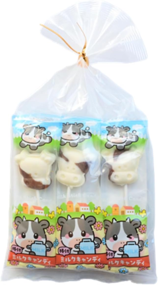 Naniwa Seika Milk Candy with Sticks, Cocoa Flavor, 6 Bottles x 5 Packs