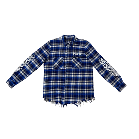 AMIRI 'THE GREAT CITY WORKSHOP' BLUE FLANNEL SHIRT