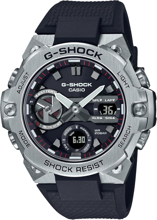 Casio GST-B400 series G-Shock G-Steel Wristwatch, Smartphone Link, Carbon Core Guard Construction, black/silver