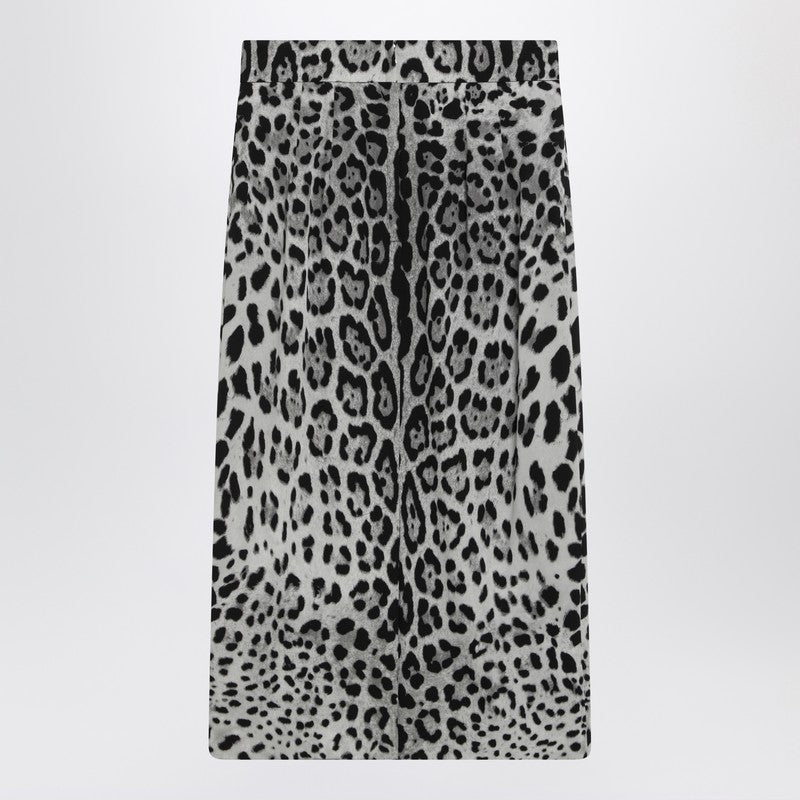 Dolce  Gabbana ドルチェ＆ガッバーナヒョウプリントシルクペンシルスカート - Image 1