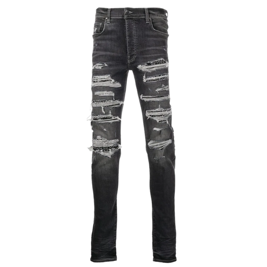 AMIRI DISTRESSED 'BLACK' BANDANA JEANS