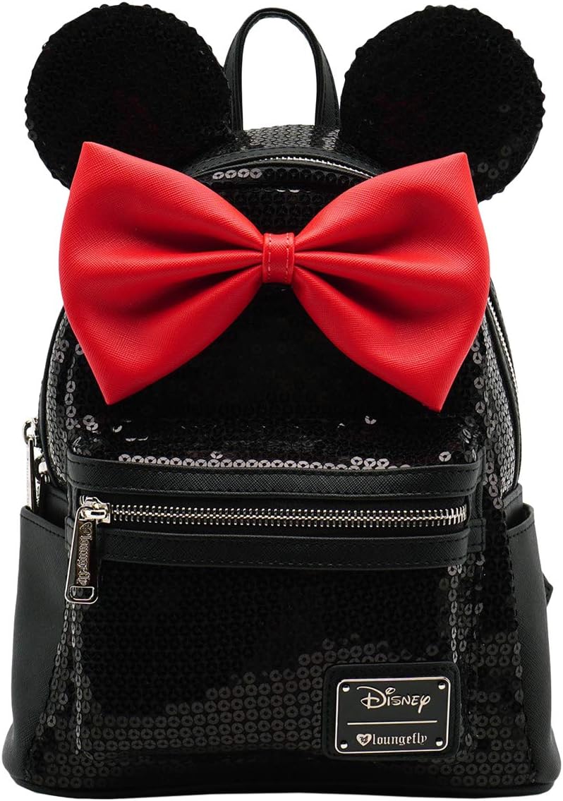 Loungefly Disney Minnie Mouse - Bolso de hombro con lentejuelas negras para mujer