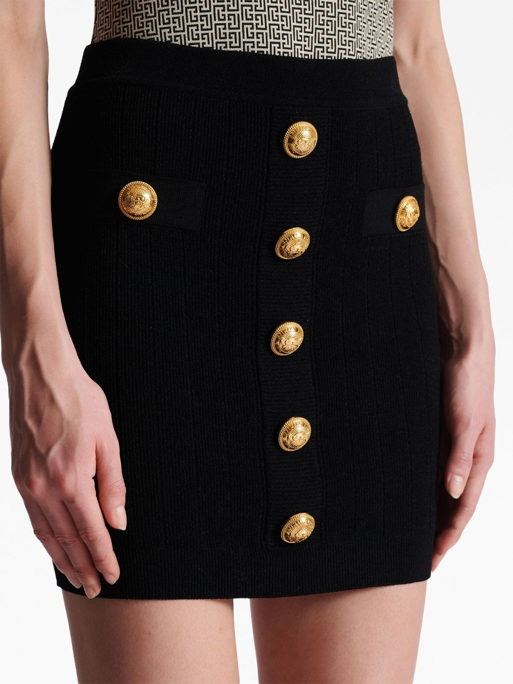 Balmain バルメインハイウエストボタン付きミニスカート - Image 1