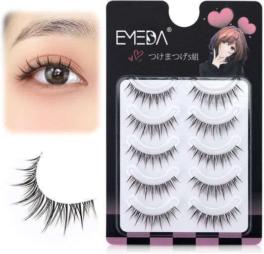 False Eyelashes, Cartoon Type False Eyelashes, EMEDA Lower Eyelashes, Transparent Axis Handmade, Natural Eye Core, Lifestyle Makeup, 5 Pairs