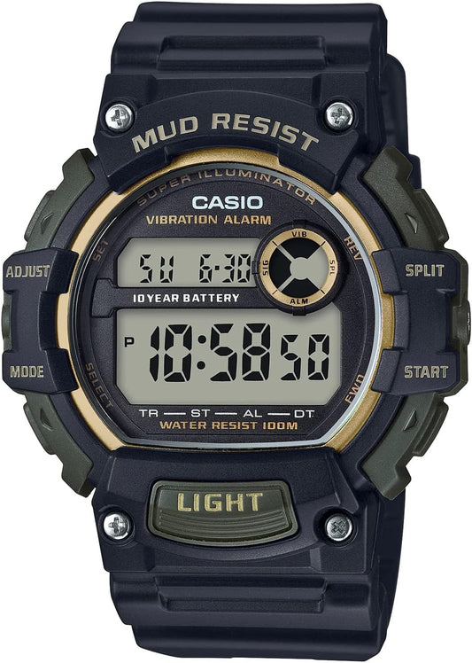 Casio TRT-110H Series Standard Digital Men's Watch, Vibrating Alarm Function, Mud Resist, Overseas Model, Black x Gold TRT-110H-1A2V
