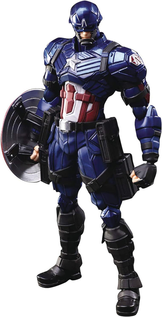 Marvel Universe Valiant Bling Arts Designed By TETSUYA NOMURA Captain America PVC Pre-Painted Action Figure APR208844