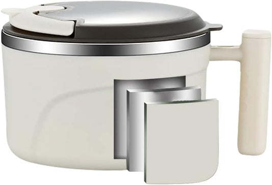 Aseech Ramen Bowl with Lid, Stainless Steel, Instant Noodle Bowl, Large Capacity, 30.5 fl oz (900 ml), Portable Convenient, Soup Bowl, Ceramic Bowl, Home Tableware, Noodle Bowl with Lid, Instant Ramen