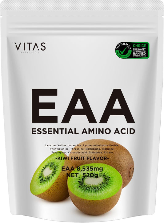 VITAS EAA Kiwi Flavor, 18.9 oz (520 g), BCAA, 9 Types of Essential Amino Acids