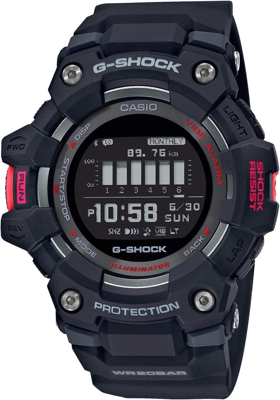 Casio G-SQUAD GBD-100 Series Wristwatch, Black, Watch NEW G-SQUAD, Shock Resistant