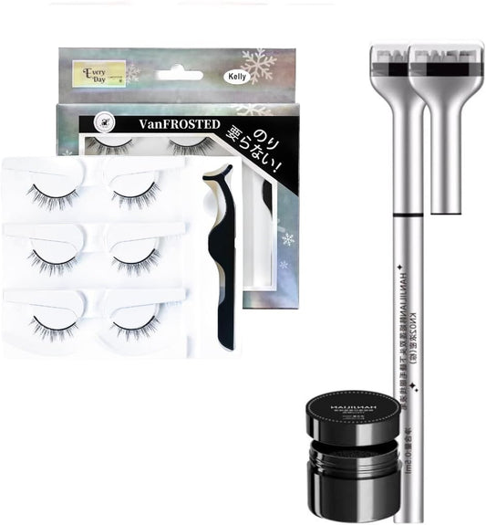 Self-Adhesive Eyelashes for Time-Saving Lashes, Lower Eyelash Stamp, False Eyelash Set, No Glue Required, 3D Volume, Easy for Beginners, No Glue Required (Kelly003)