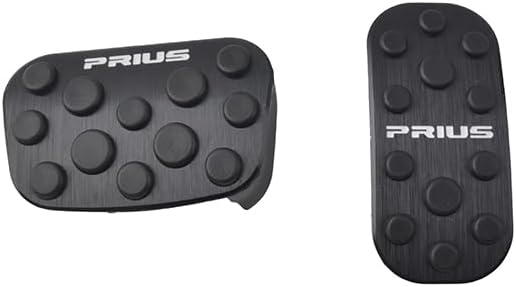 Toyota Prius 50 Series Dedicated Design Aluminum Brake Pedal No Tools Required PRIUS Interior Axle Cover Scratch Resistant Stain Resistant Round Anti-Slip Rubber 50 Series Rius PHV Early / Late Interior Parts Set of 2 (Black)