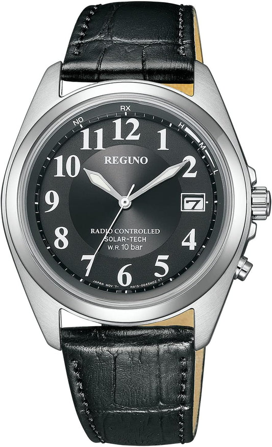 CITIZEN Watch REGUNO KS3-115-50 (Solar Wave/Waterproof/Simple), Solar Tech, Radio, Business, Arabic Numerals, Cowhide Leather, Second Hand, Date, Black, Citizen