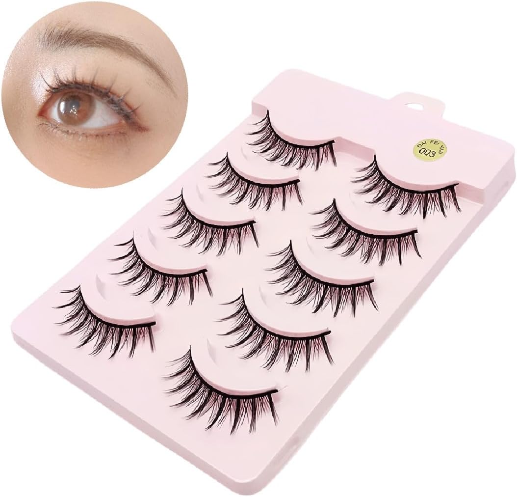 False Eyelashes Natural Hand Made False Eyelashes Decorative Eyelashes Premium Fiber (003) (5 Pairs)