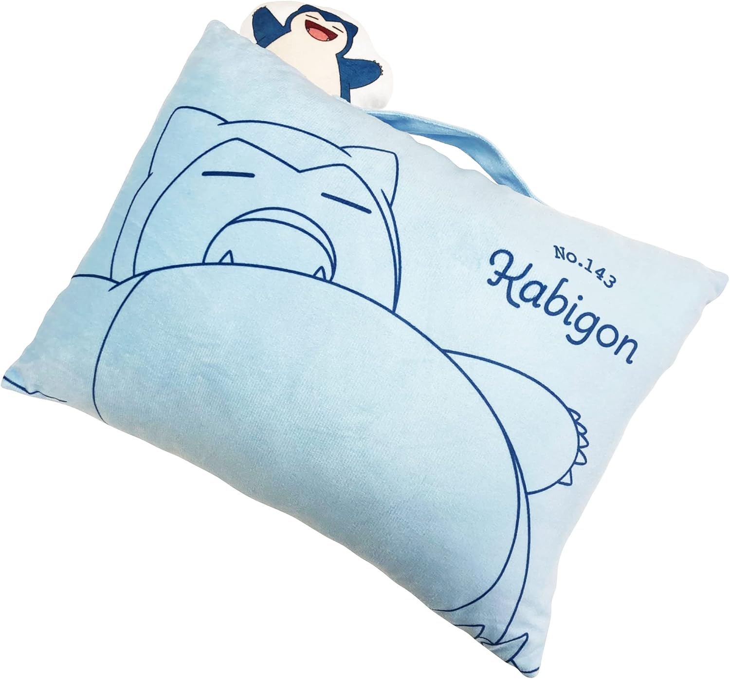 MORiPiLO Plush Pillow Pokemon KABYON (with Mascot) Handle Attached Compact Cushion Goods Stuffed Toy Nap Pillow 11 x 15.4 x 3.5 inches (28 x 39 x 9 cm) Blue Character Pillow by Morishita
