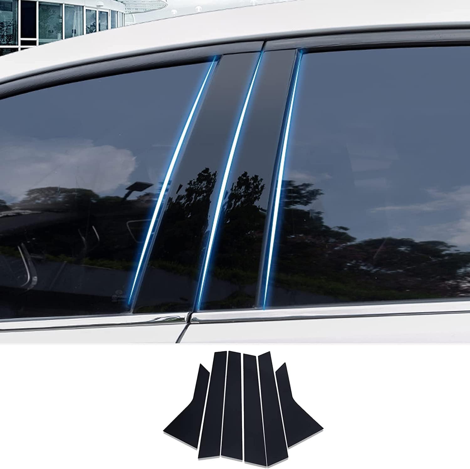 Compatible Toyota Camry 10th Generation 70 Series (Current July 2017) Pillar Garnish B Pillar Genuine Side Visor Protective Cover Set of 6 (Piano Black)