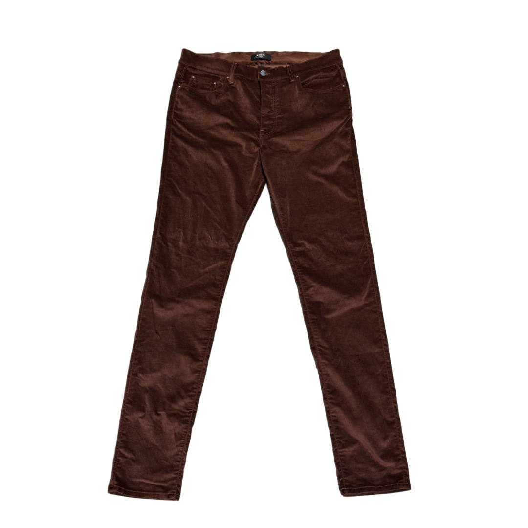 AMIRI 'TOBACCO' SKINNY VELOUR PANTS