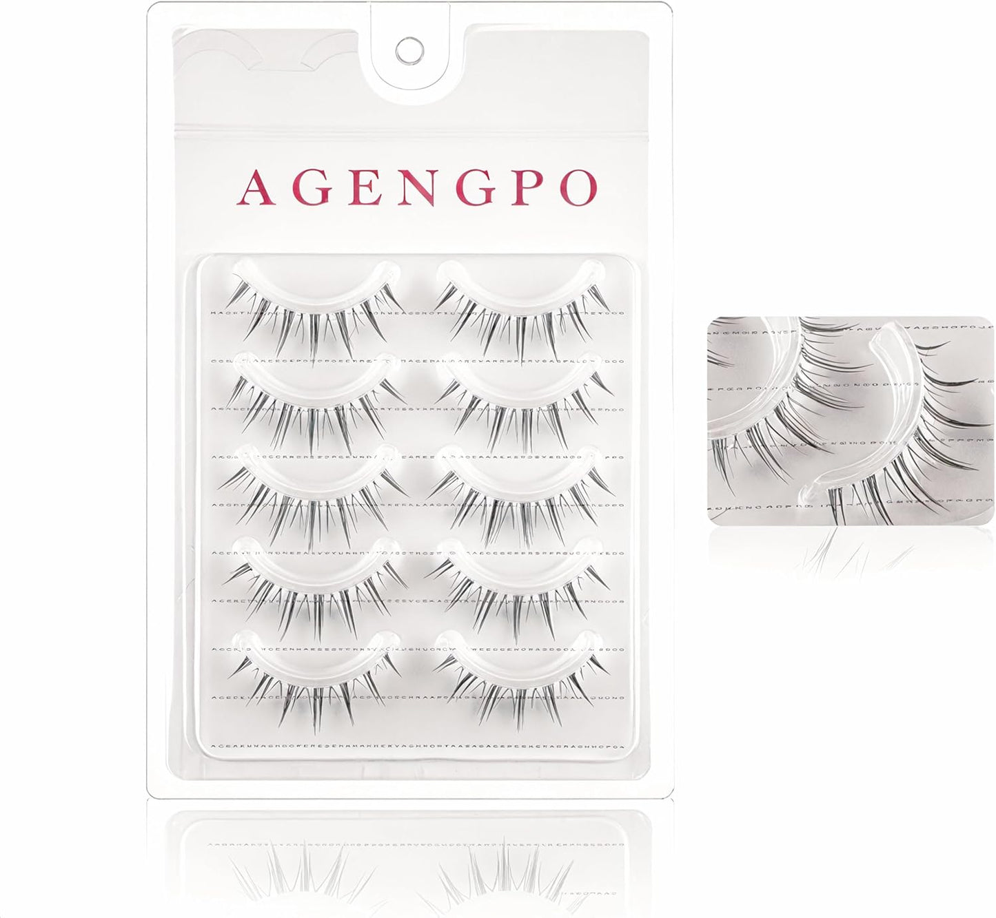 つけまつげ つけまつげ 5組セット ワンピースデザイン 透明バンド ナチュラル 目に優しい 簡単装着 #RO8