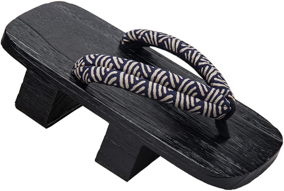 [cnstone] Men's Geta Clogs, Soft Nose Straps, Yakata/Black Lacquered Paulownia Clogs, Men's Cosplay, Two-ply Geta for Cosplay, Yukata, Summer Kimono, Unique Pattern, Men's Paulownia Clogs, Gift,