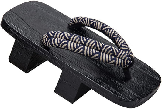 [cnstone] Men's Geta Clogs, Soft Nose Straps, Yakata/Black Lacquered Paulownia Clogs, Men's Cosplay, Two-ply Geta for Cosplay, Yukata, Summer Kimono, Unique Pattern, Men's Paulownia Clogs, Gift,