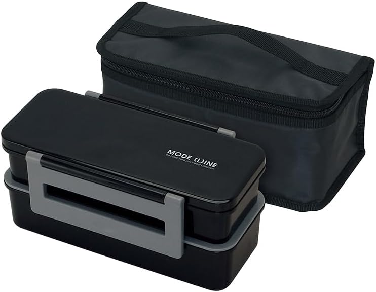 Skater KCPJW13-A Men’s 2-Tier, Large Capacity, 46.6 fl oz (1300 ml), Cold Bag, Chopsticks Included, Mode Line, Black