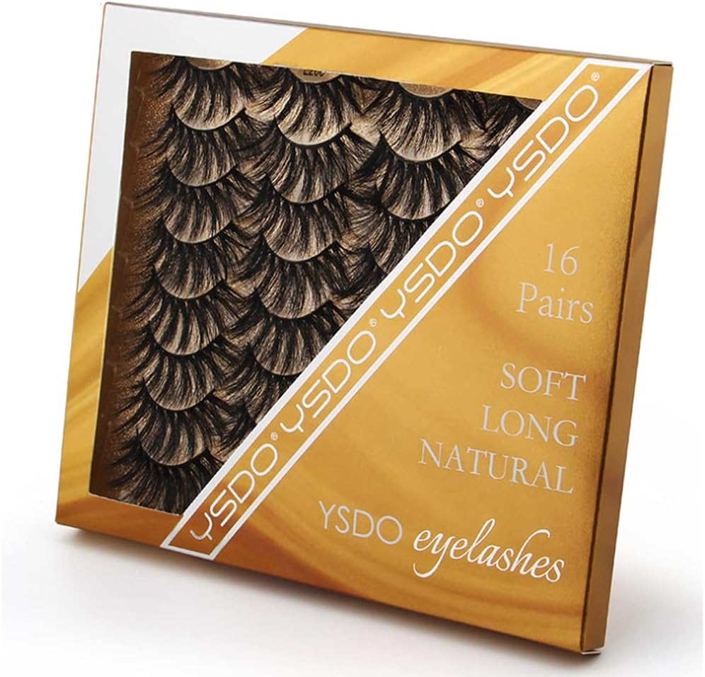 SHIDISHANGPIN 16 Pairs Black Eyelashes Natural Long Multilayer Fluffy Eyelashes 3D Thick Eyelashes Handmade False Eyelashes (L206)