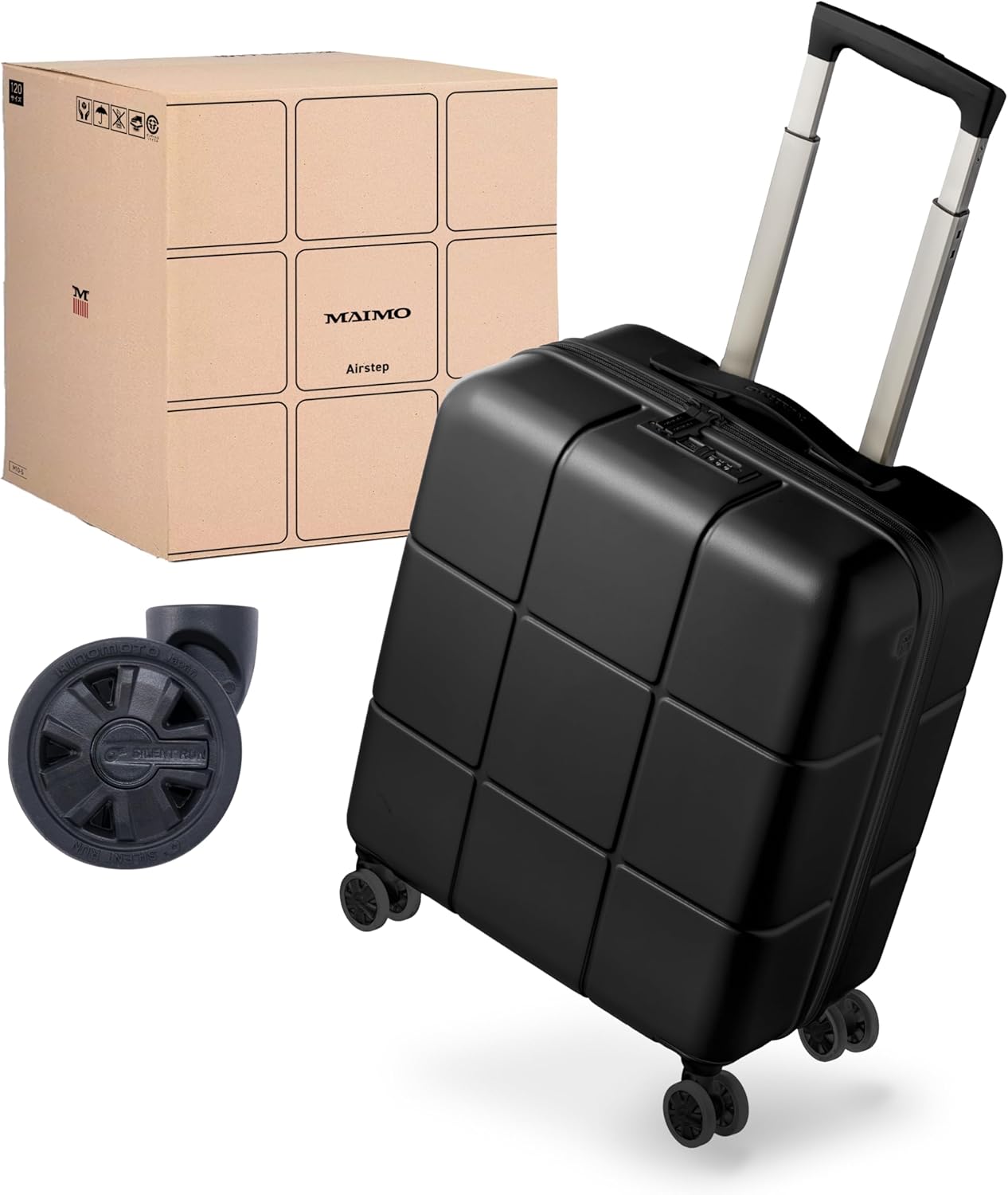 MAIMO Carry Case, Carry-on Size M, Approx. 5.5 lbs (2.5 kg)! HINOMOTO Super Lightweight, Quiet, Made in Japan, Spare Caster Casters, TSA Lock, Large Capacity, Suitcase, Carry Bag, deep black, M size
