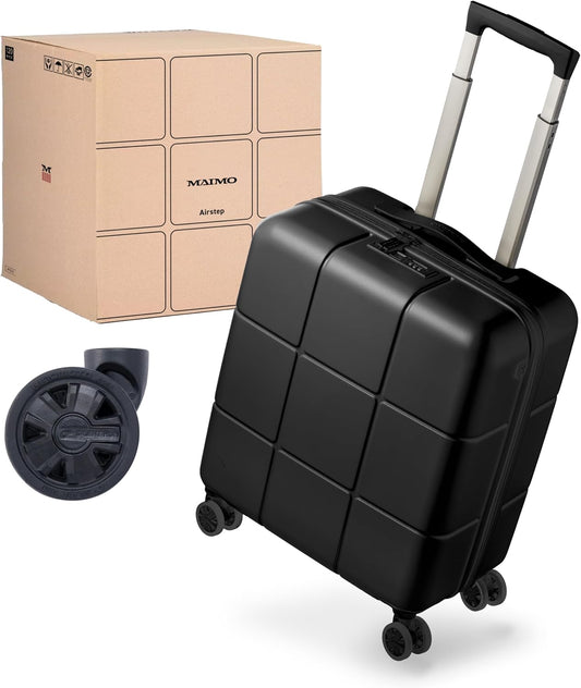 MAIMO Carry Case, Carry-on Size M, Approx. 5.5 lbs (2.5 kg)! HINOMOTO Super Lightweight, Quiet, Made in Japan, Spare Caster Casters, TSA Lock, Large Capacity, Suitcase, Carry Bag, deep black, M size