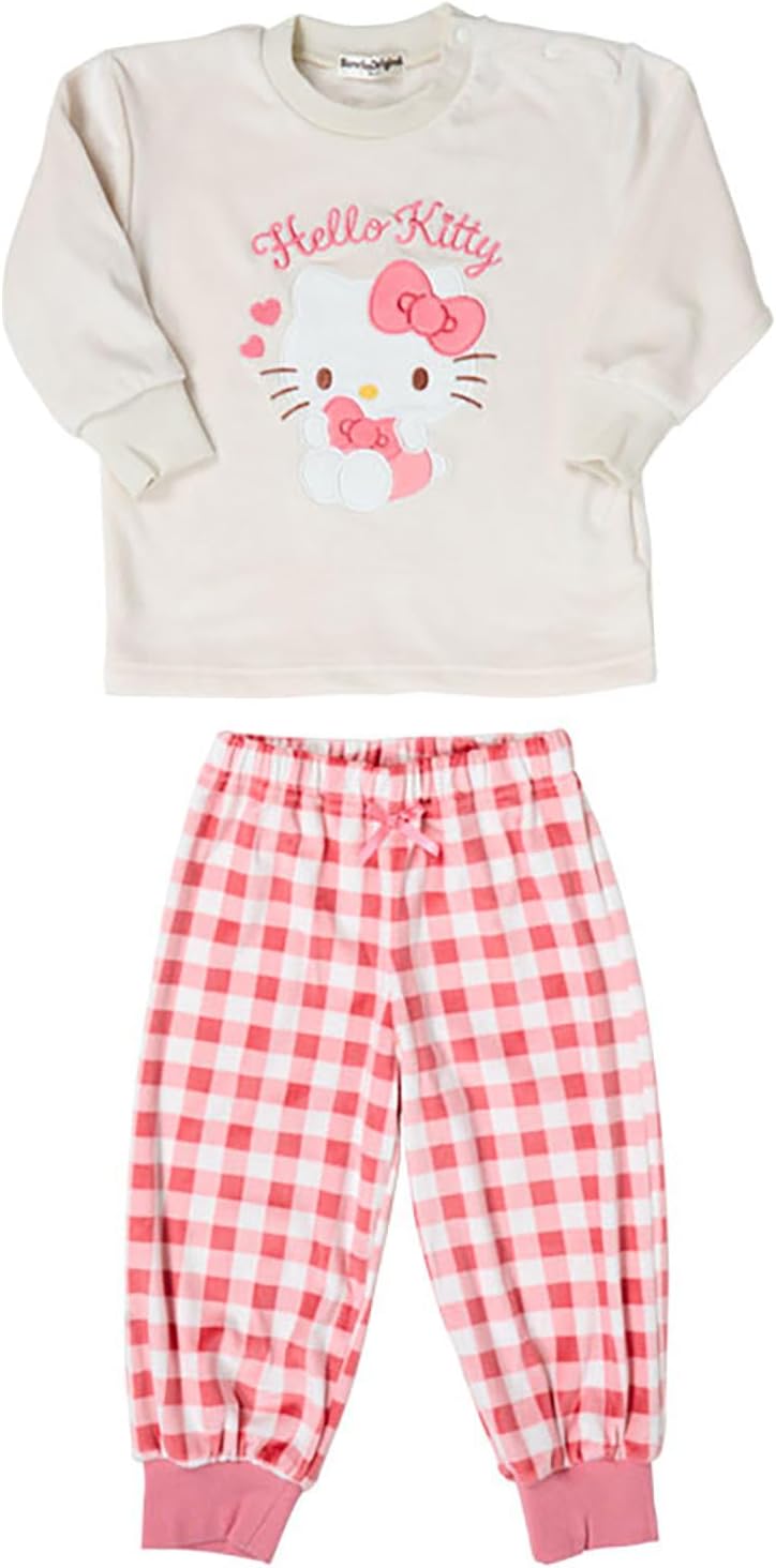Sanrio 268640 Kids Fleece Pajamas, Hello Kitty, 35.4 inches (90 cm), Name Space on Tag