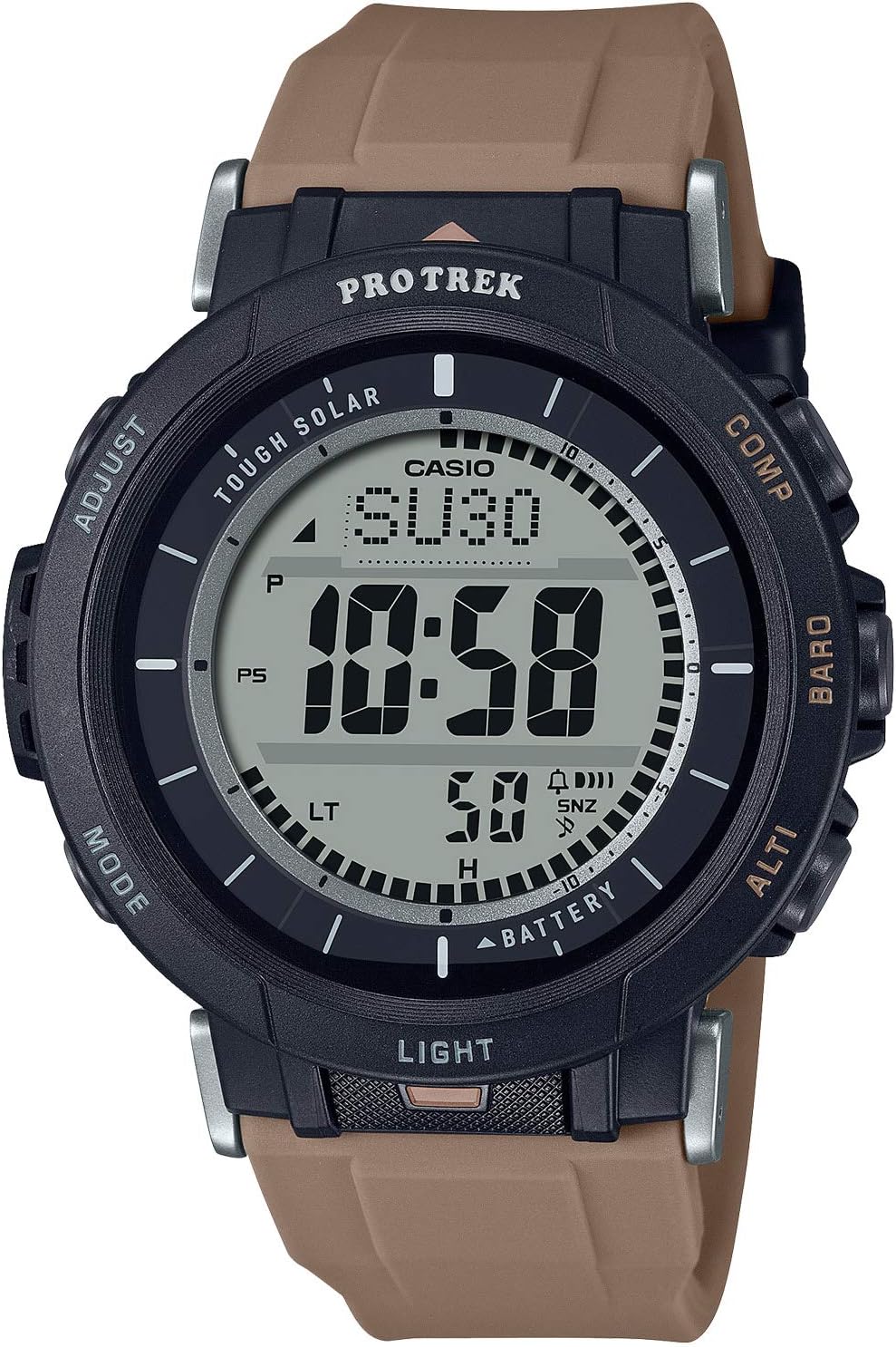 Casio PRG-30 Protrek Wristwatch, brown (light brown), Durasoft Band