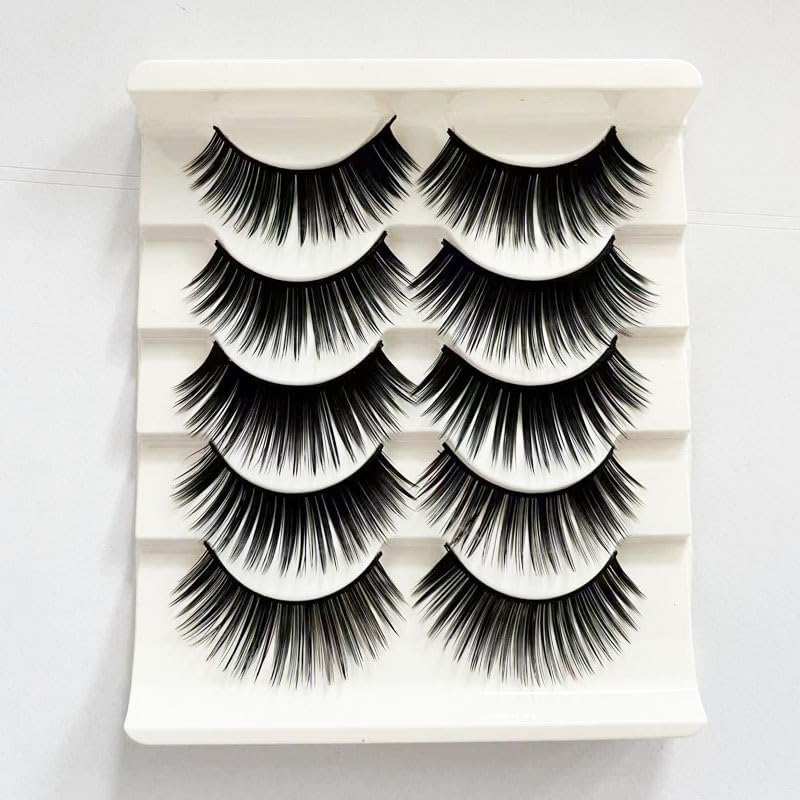 5 Pairs False Eyelashes, Long Eyelashes, Ultra Thick, 3D, Upper Eyelashes, For Recitals, Stage, Everyday Makeup, Natural, Cute, Long Eyelashes Extension (101)