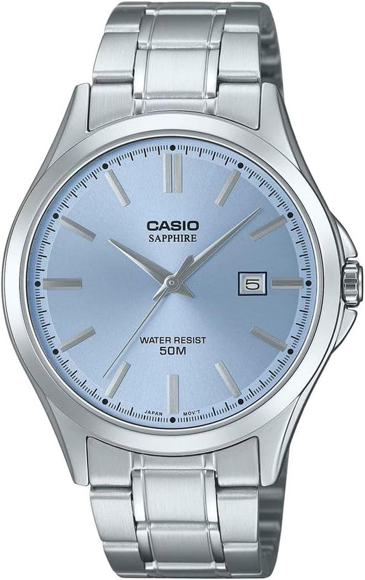 Casio MTS-115D-2A2 Analog Quartz Standard Silver Light Blue