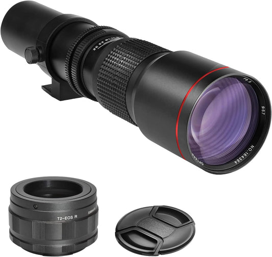 High Power 500mm f/8 Manual Telephoto Lens for Canon EOS R EOS R3 EOS R5 EOS R6 EOS R7 EOS R8 EOS R50 EOS R100 EOS RP Mirrorless Cameras