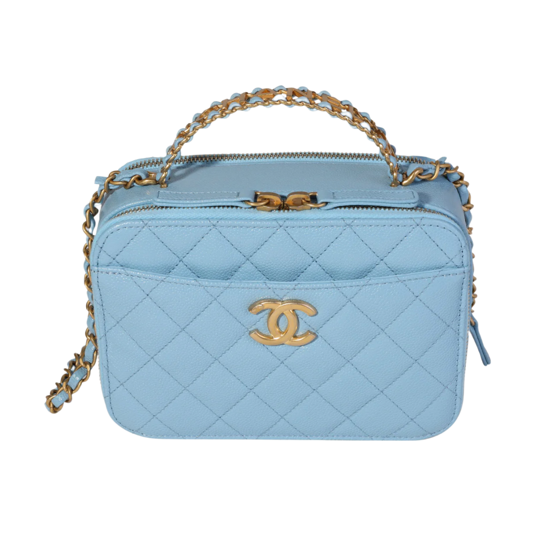 CHANEL 'LIGHT BLUE' 22S CAVIAR VANITY CASE