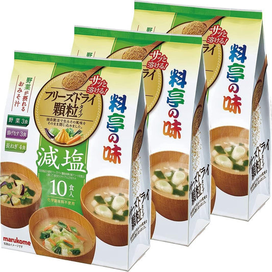 マルコメ, Freeze-Dried Granules, Restaurant Taste, Low Sodium Assorted, Instant Miso Soup, 10 servings x 3 packs, Also for Heat Stroke Prevention and Nutrition Supplement